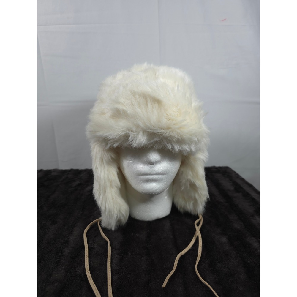 Juicy Couture Cream Faux Fur Trapper Hat Ushanka Ear Flap Winter Cap